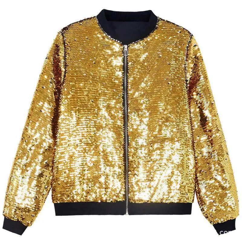 

2025 New Over Sequin Jackets For Men,Fashion Carnival Party Flip Gold And Silverjacket Coat /Baseball Jersey,Large Eur Size