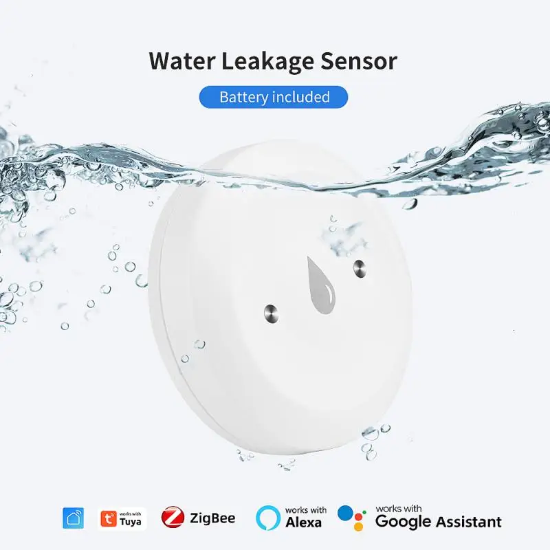 TUYA ZigBee Water Leak Detector Flood Sensor Water Tank Full Water Linkage Alarm Smart Life APP Remote Monitoring Leakage Alarm