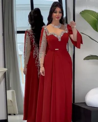 Red Mermaid Prom Dresses Long for Women 2025 Beading Crystal A Line V Neck Formal Evening Gowns Customized