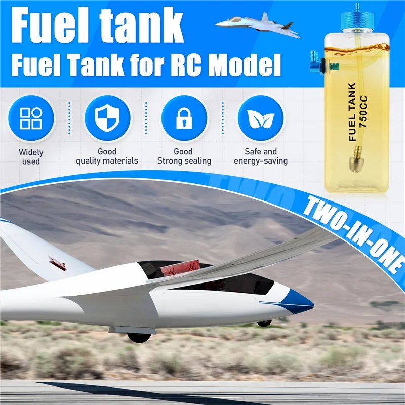 AS96-Serbatoio carburante Benzina Bottiglia di plastica trasparente CNC per aereo RC a gas e Nitro