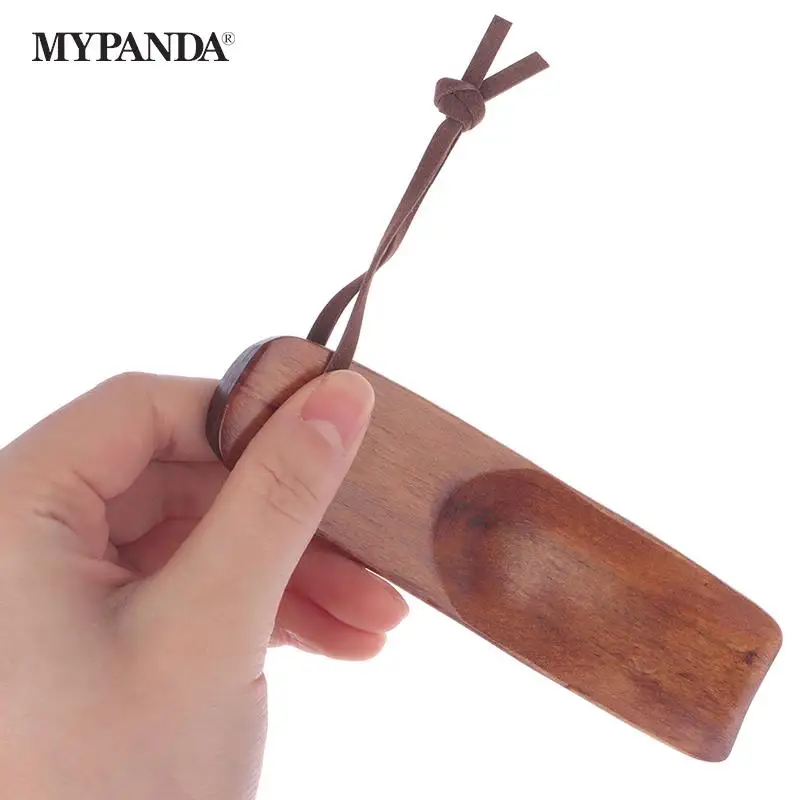 15.5cm Solid Wood Shoehorn Portable Craft Long Handle Shoe Lifter Shoes Accessories Natural Wooden Shoe Horn