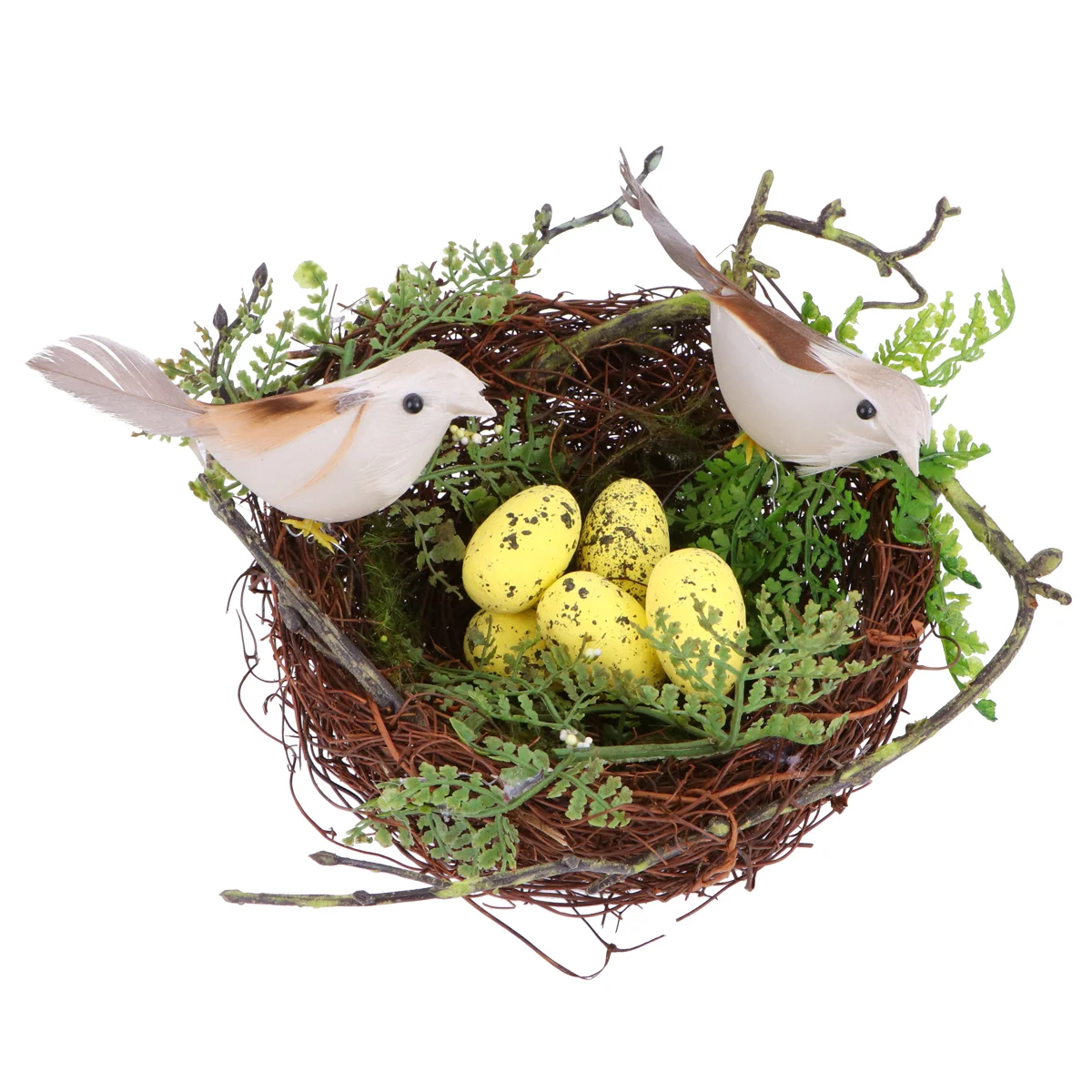 13cm Simulation Bird Nest Decoration Exquisite Bird Egg Ornament Party Layout Decor for Home FEstival (13cm Round Bird Nest Yell