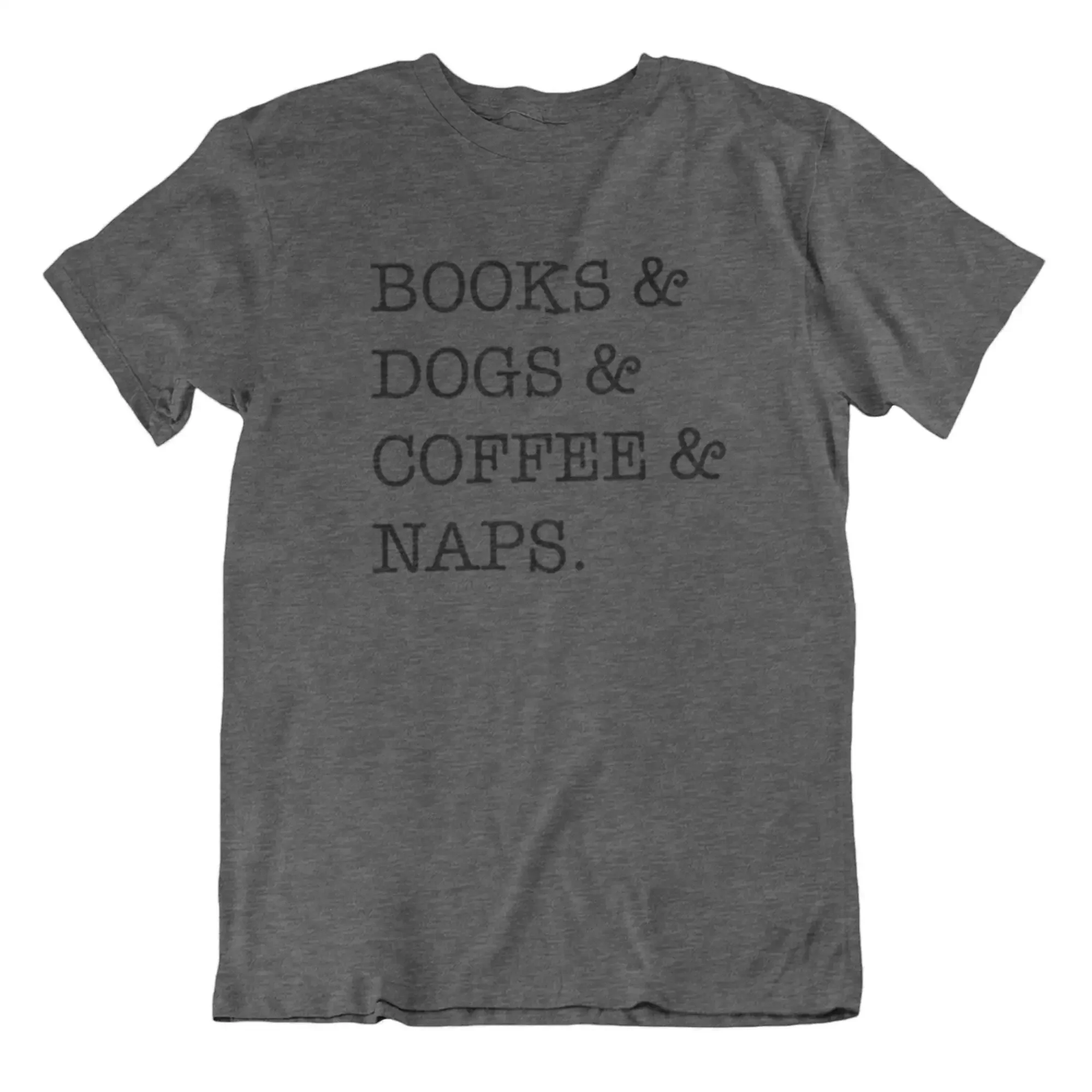Books Dogs Coffee Naps T-Shirt, lustiges Herren-Neuheits-Vintage-Shirt