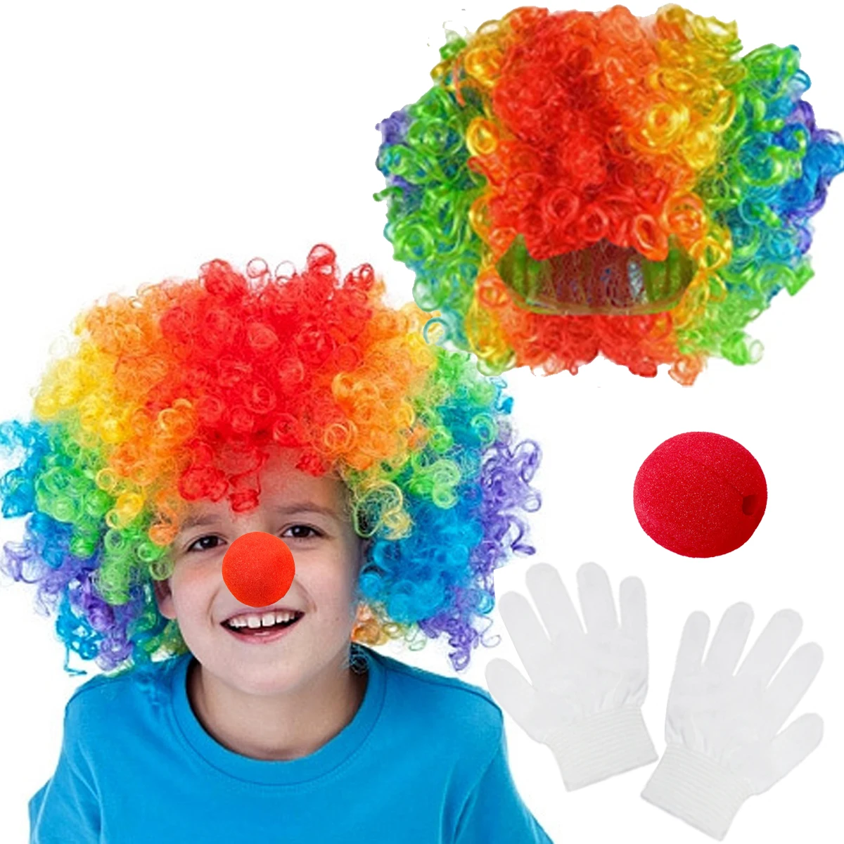 2024 Children Christmas Halloween Carnival Easter Joker Wig Disguised Clown Performance Party Accessories Boys Girls Rainbow Wig