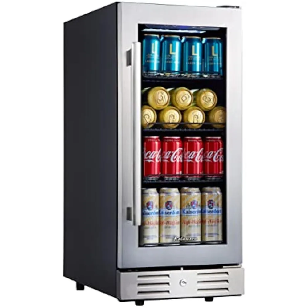 

Kalamera Beverage Refrigerator Cooler, 96 Cans Mini Fridge with Glass Door Built-in or Freestanding, 15 inch Beverage Fridge