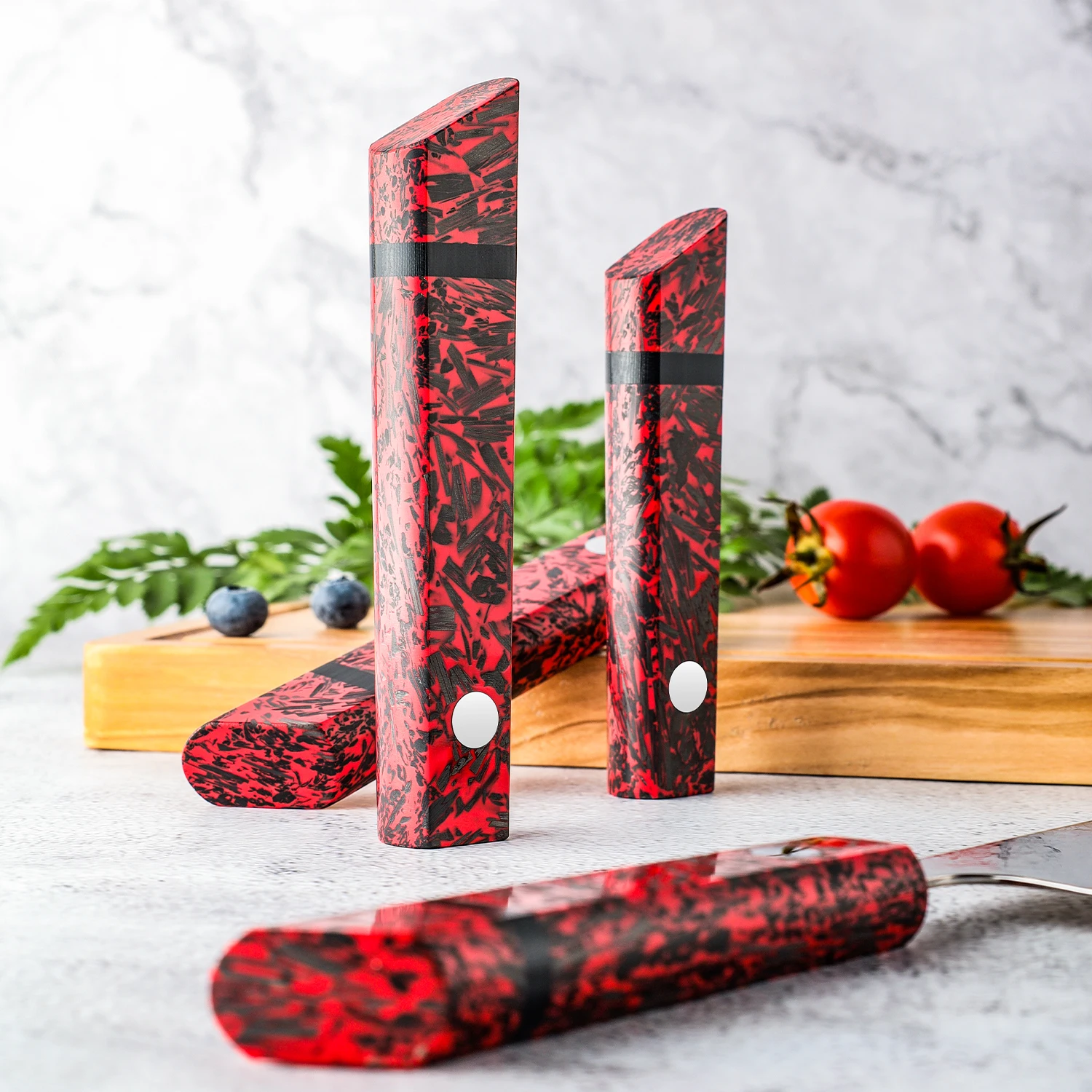 Grandsharp 1-2 buah pisau Handel DIY, Resin merah Premium 139MM & 119MM + serat karbon tahan lama dengan pegangan nyaman
