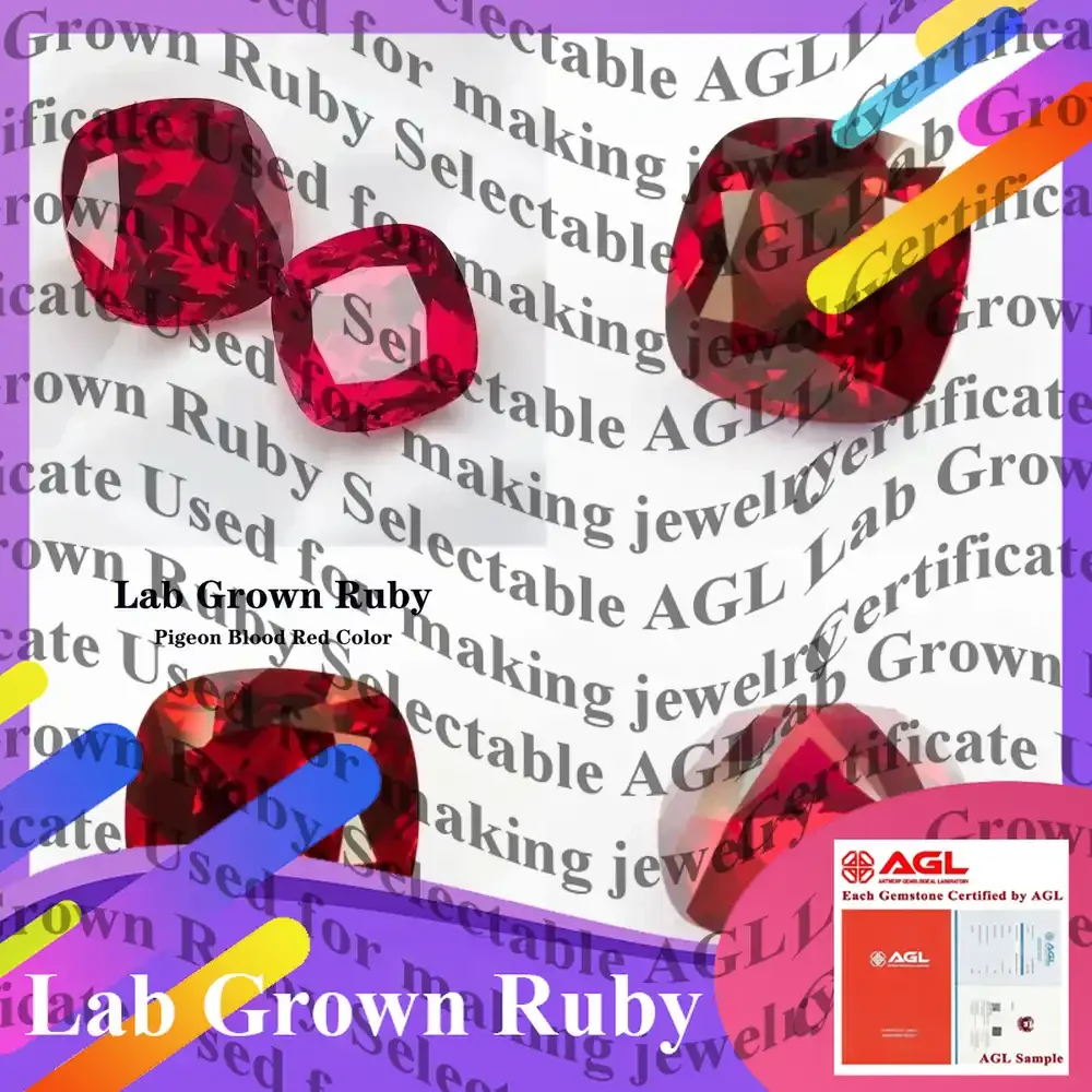 

Lab Grown Ruby Beads for Jewelry Making DIY Ring Necklace Craft Supplies Cushion Shape Pigeon Blood Red Color Wholesale Lab