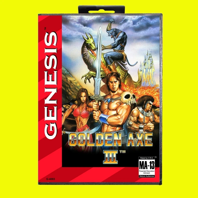 Kartu Game Golden Axe III MD sampul 16 Bit USA untuk kartrid konsol Video Game Sega Megadrive Genesis