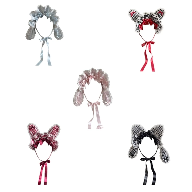X5XA Fashionable Adjustable Bunnies Ear Headpiece Delicate Lolitas Styles Headpiece For Women Girls And Cosplay Enthusiasts