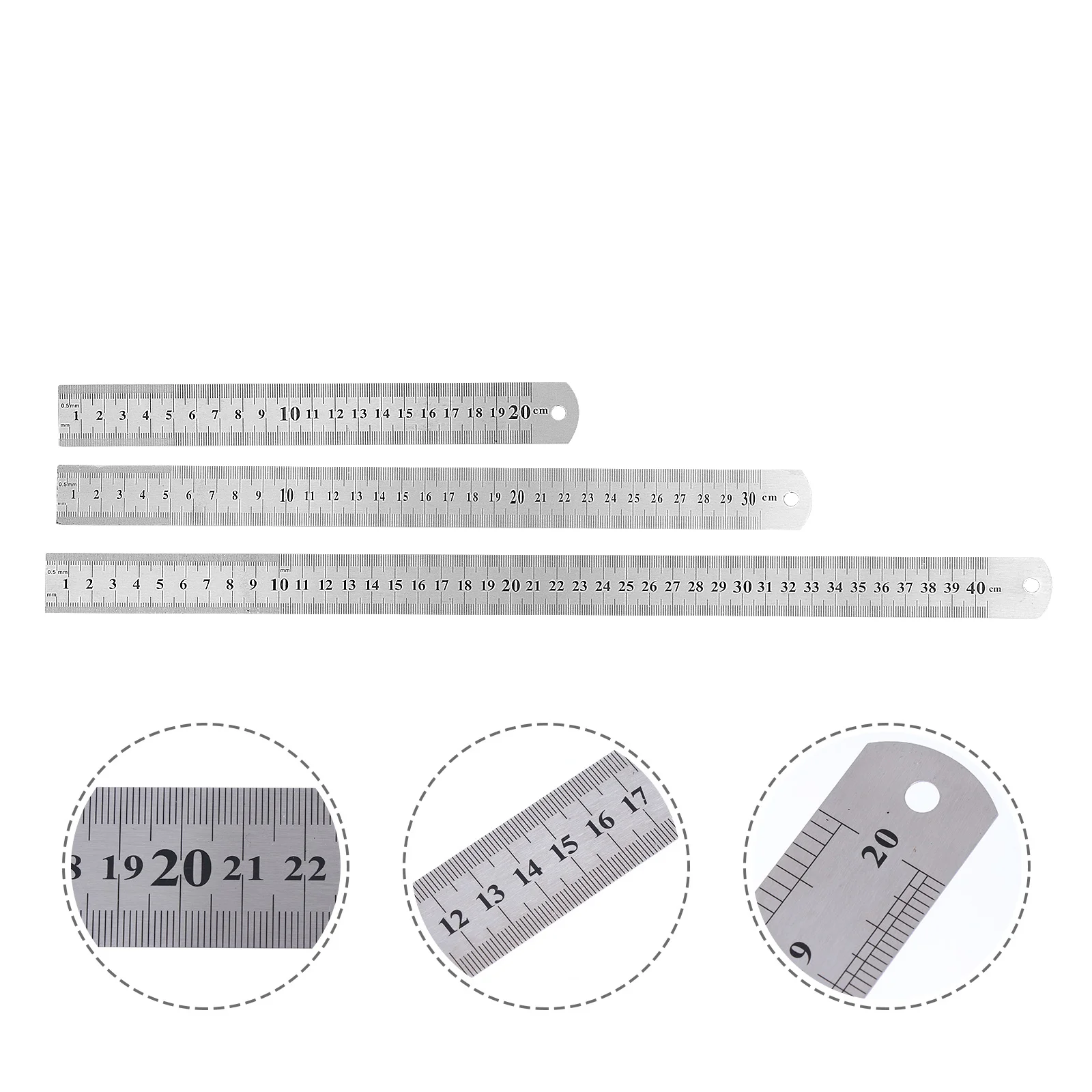 3 Pcs Graduated Steel Ruler Engineer Precision Stainless Engineering Office School Metal