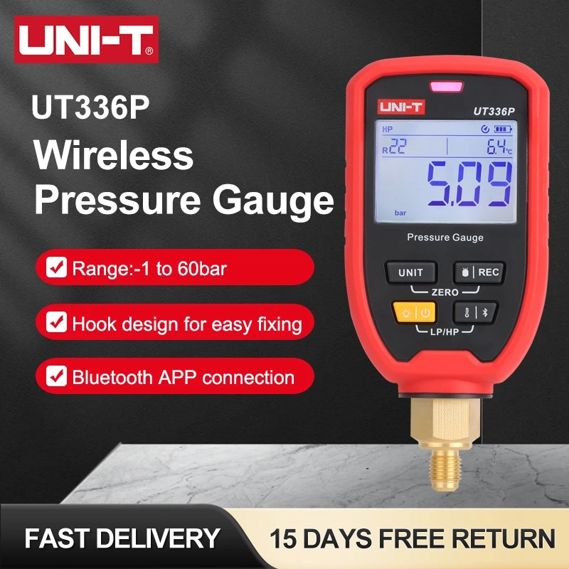 UNI-T UT336P Wireless Pressure Gauge 8000 data storage High Low pressure Gauge Bluetooth-compatible Smart for HVAC