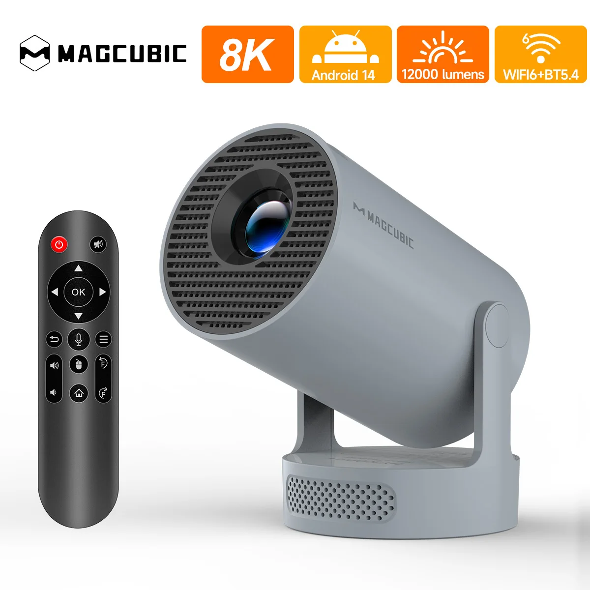 Magcubic 8K HY300 Pro+ Projektor HD Android 14 Heimkino 12000 Lumen Wifi6 BT5.4 Tragbarer Outdoor-Projektor mit Lautsprecher
