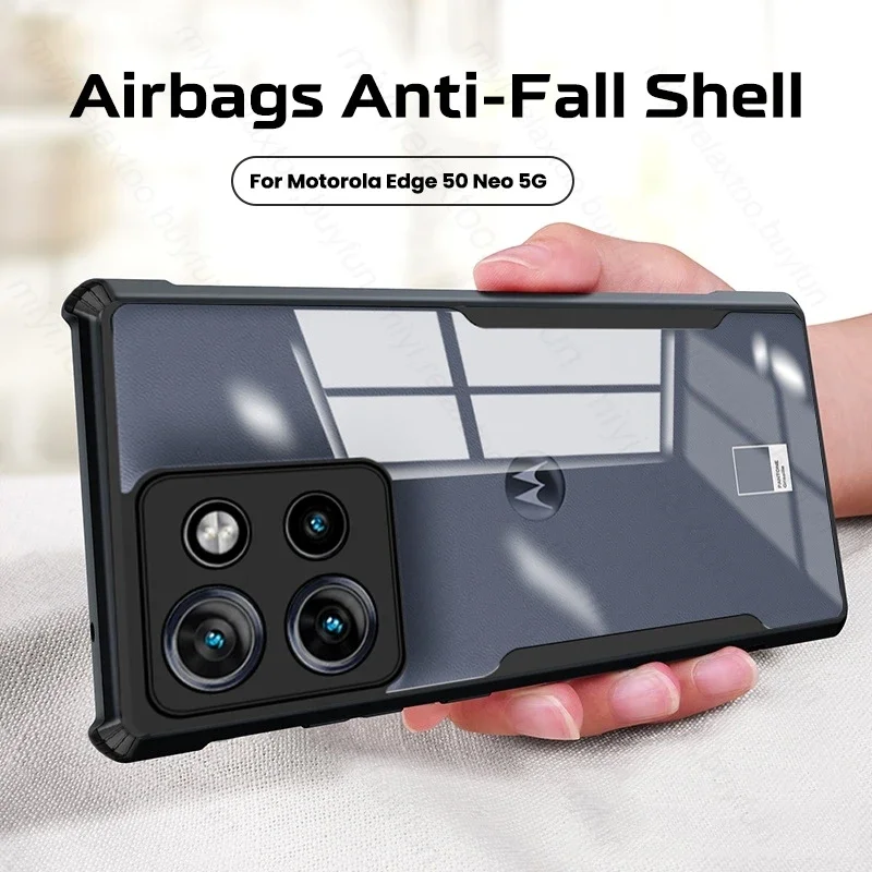 for Motorola Edge 50 Neo 5G Case Transparent Acrylic Armor Shockproof Coque Moto Edge50Neo Edge50 Neo 50Neo Camera Protect Funda