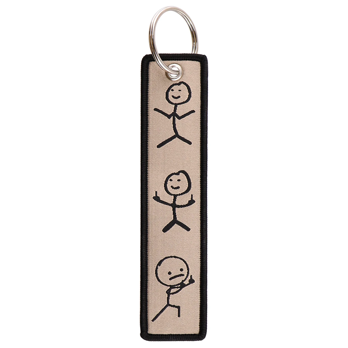 Funny Middle Finger Stickman Keychain Cute Embroidery Key Fobs Key Tag Key Pendant Key Ring Accessories Gift Fashion Chaveiro