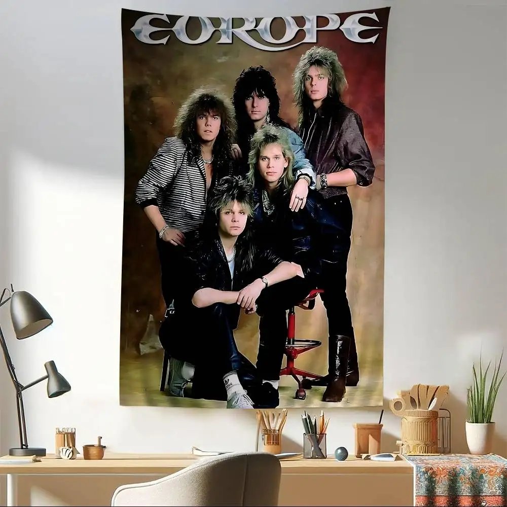 Tapestry Dinding Besar Motif Band Rock Klasik E-Europe, Karpet Dinding Hippie Tarot, Dekorasi Rumah dan Kamar Asrama
