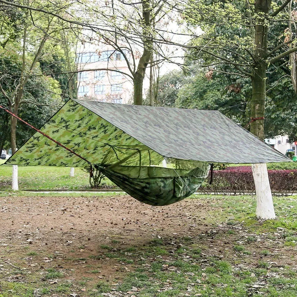 260x140cm Outdoor Camping Hammock Mosquito Proof Waterproof  Sunshade Hammock with Waterproof Rain Fly Canopy Portable Hammock image 3