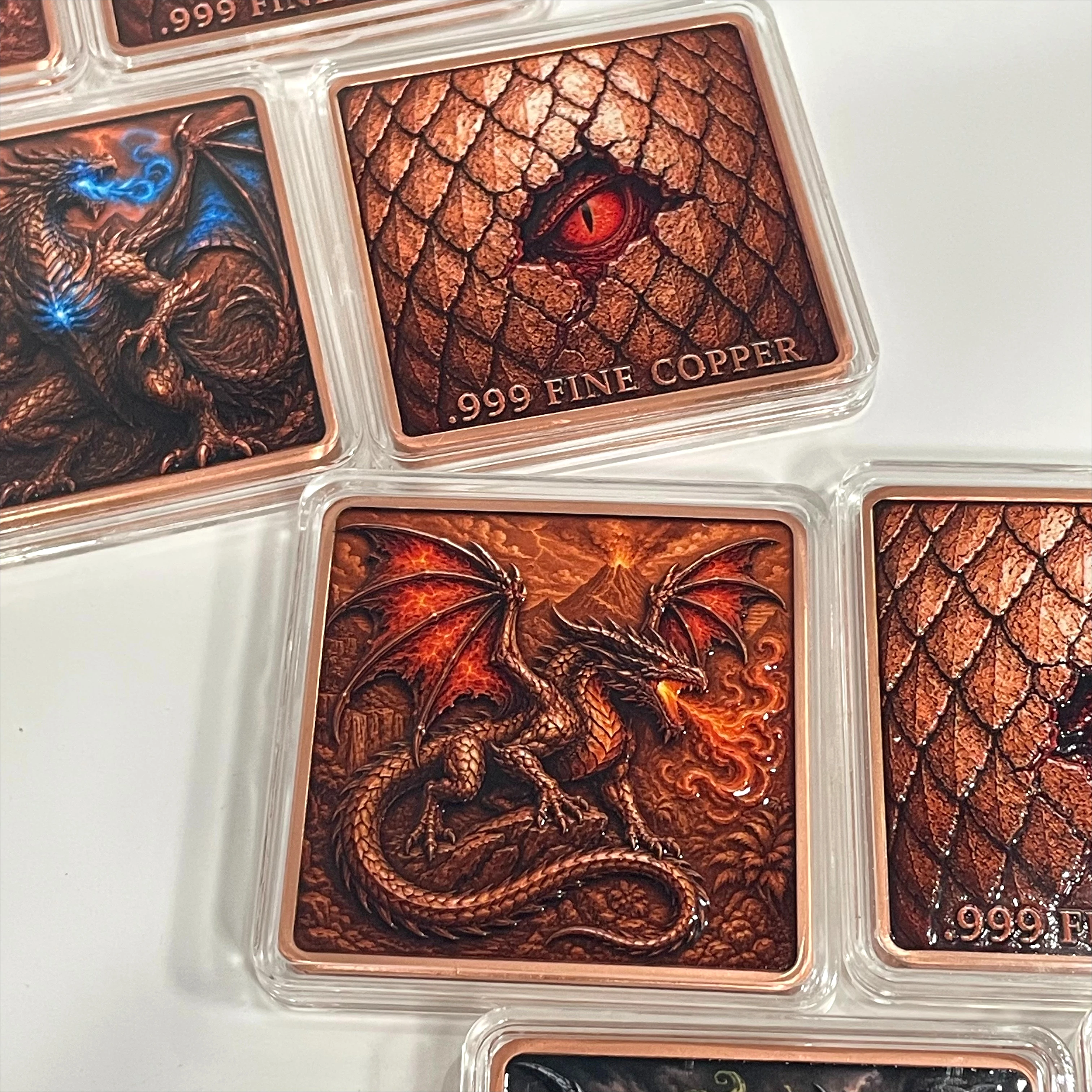 Fiery dragon 5oz 999 Fine Copper Bars Copper Coins Colored Commemorative Coin Collectible Souvenir Gift