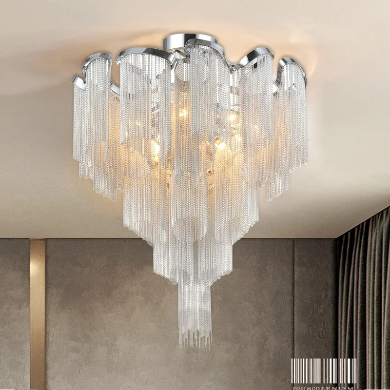 Huge House Decorative Creative   Living Dining Room Suspended  Luxury Modern Hanging Tassel Ceiling Light