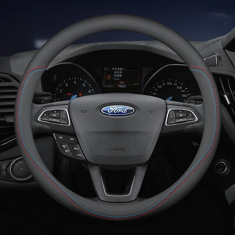 Nouvelle housse de volant en cuir d'été respirante et antidérapante pour Ford Explorer Ranger Escape F150Series ETC. Hommes Femmes 14,5-15 pouces