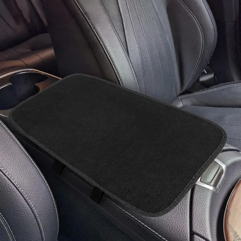 Cute Car Armrest Box Plush Cover Cushion Warm Center Console Polyester Armrest Pad Cushion Winter Car Interior Accessories Black