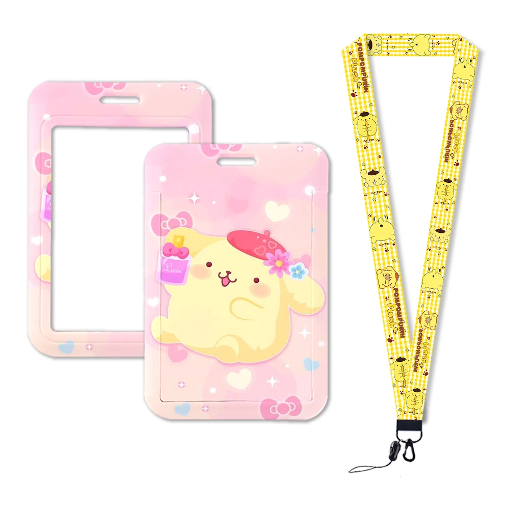 

W Pompom Purin Students Cartoon Children Anime Hello Kitty Card Holder Access Control Card Holder KT Bus Subway Protective Cover