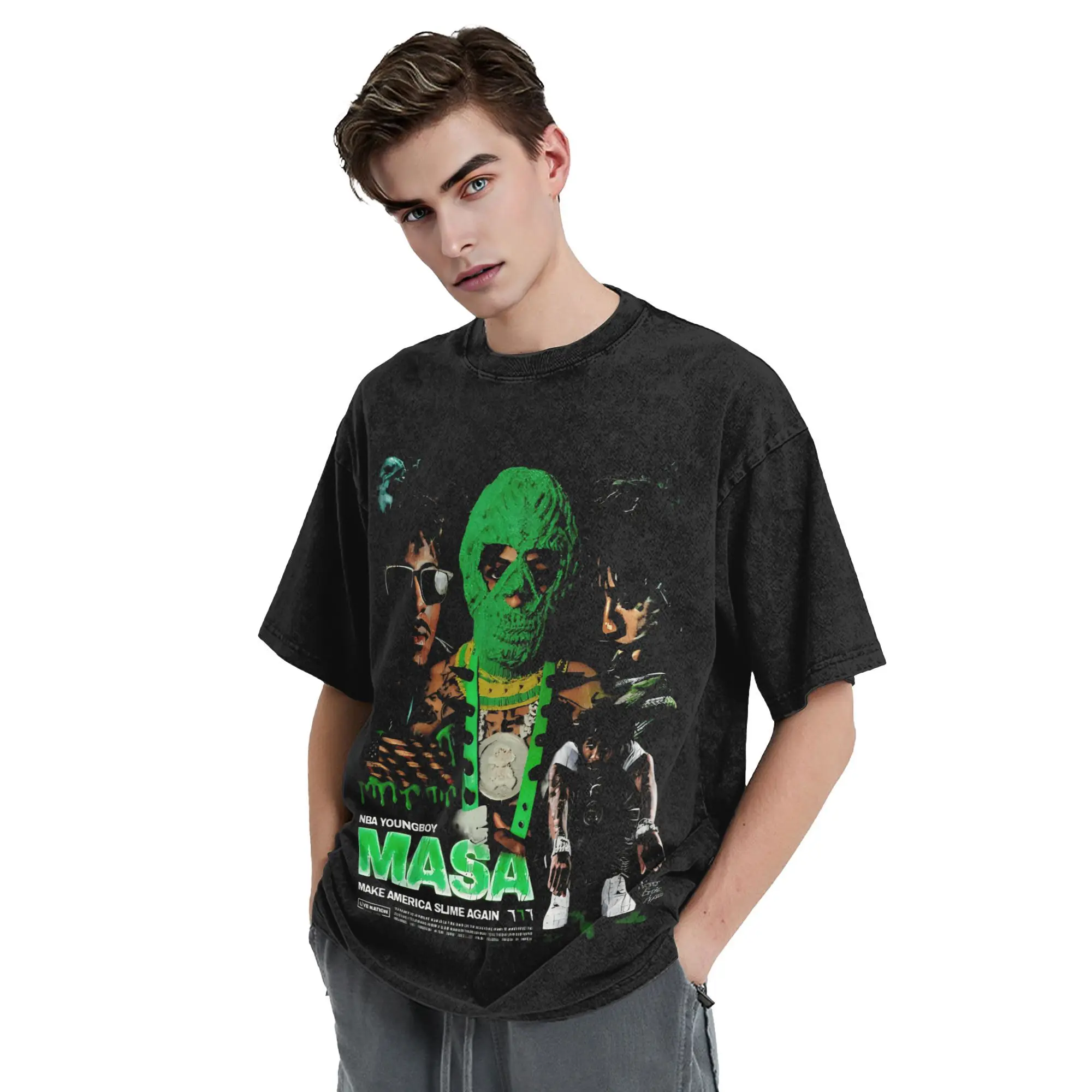 Men Young-Boy Rapper T Shirts Masa Tour Top Tees Summer Awesome Short Sleeve T-Shirt O Neck Hippie Casual Tee Shirt Cheap