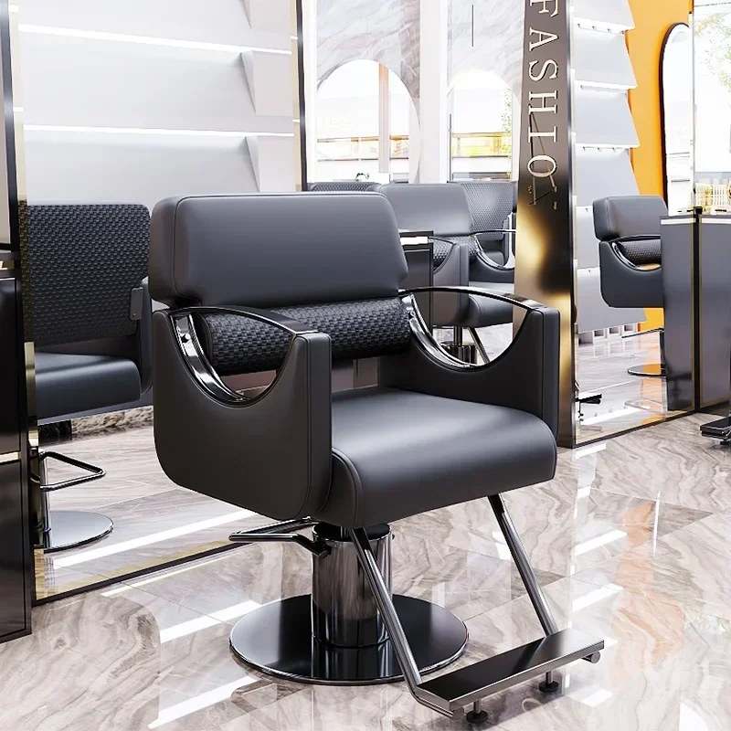 #Salon Modern Barber Chair Swivel Professional Foot Rest Classic Chair Support Beauty Silla Para Barberia Barbershop Furniture