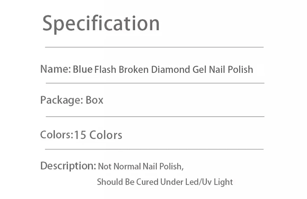 Vendeeni 15 Farben/Set Blauer Glitzer-Broken-Diamond-Gel-Nagellack Semi-Permanenter UV-LED-Soak-Off-Gel-Lack mit Display – Detail 16