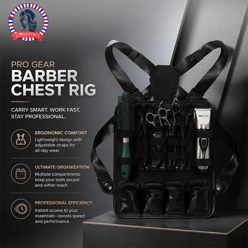Professional Barber Multifunctional Tool Kit with Shoulder Strap Chest Bag Scissors Comb Bag Salon Home Hairdressing Tools