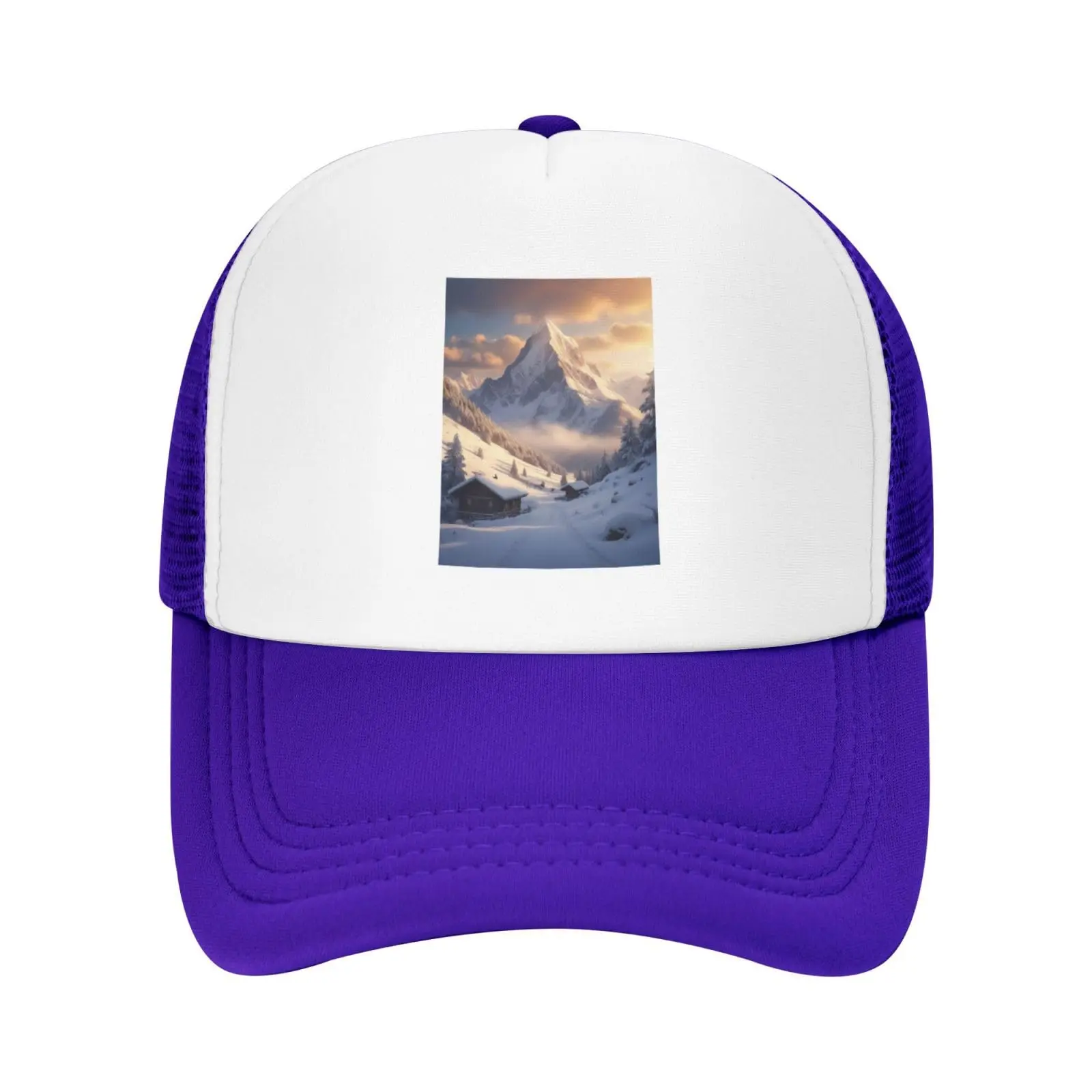 

Snow Mountain Printed Mesh Baseball Cap Breathable Sun Protection Hat Adjustable Sports Hat Breathable Fishing Hat For Men Women