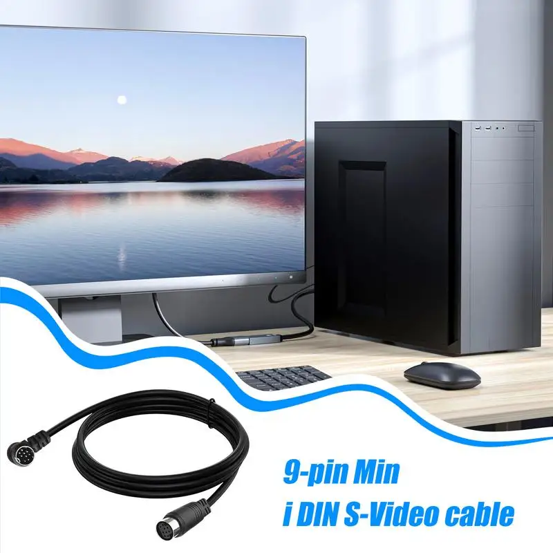 Cable de vídeo DIN Cable de videocámara de 70,8 pulgadas Transferencia de conector de cable DIN de 9 pines para receptor de TV proyector videocámara