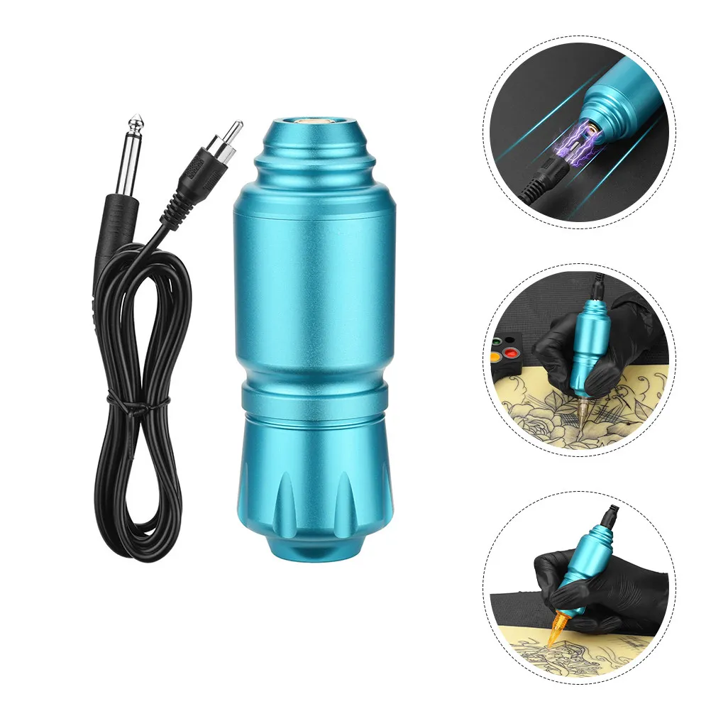 

Электрическая тату-машинка (ручка) с коротким мотором, RCA-интерфейсом, алюминиевая, вращающаяся, с кабелем, синяя, для самостоятельного нанесения татуировок, аксессуары, бытовой электрический инструмент