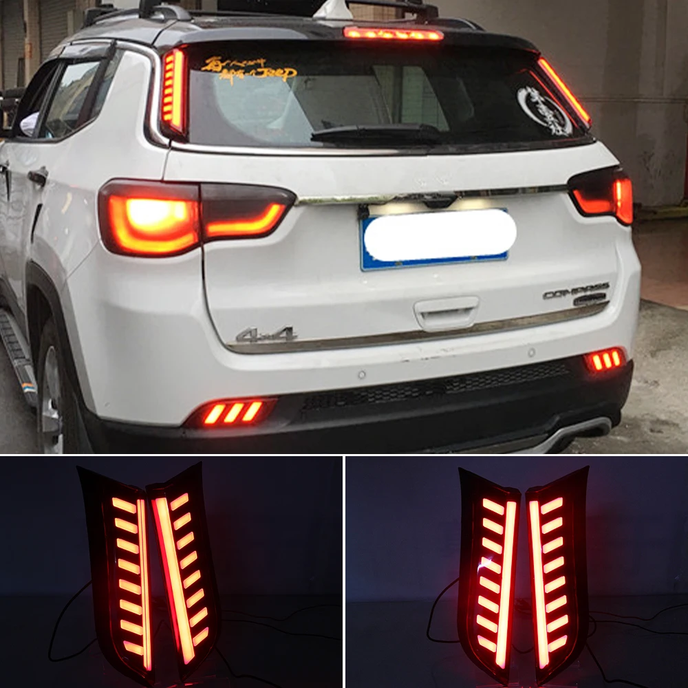 Nice 2PCS LED Reflector lamp Rear Light For Jeep Compass 2017 2018 2019 Brake Light Bumper Light Taillight