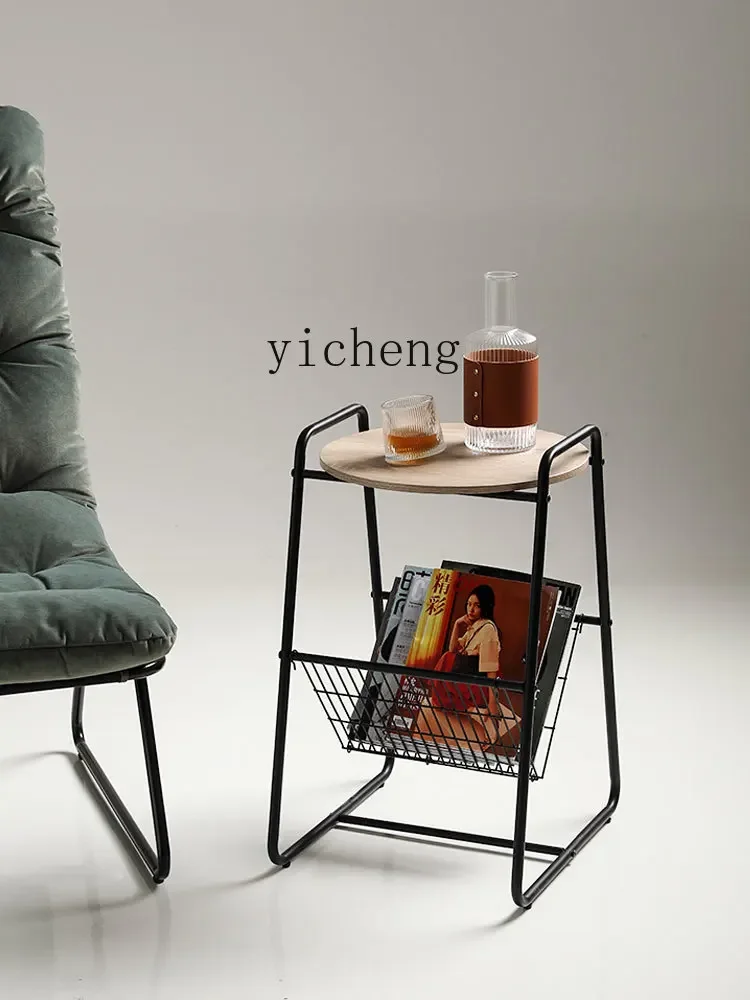 ZK Side Table Table Modern Minimalist Living Room Sofa Corner Table Creative Bedside-Use Mobile Small round Tea Table