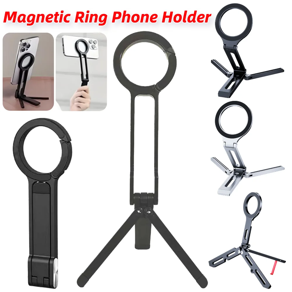 

Magnetic Phone Tripod Premium Build Quality Multi-Function Metal Phone Tripod Magnetic Ring Phone Holder for Selfie Vlog Vide