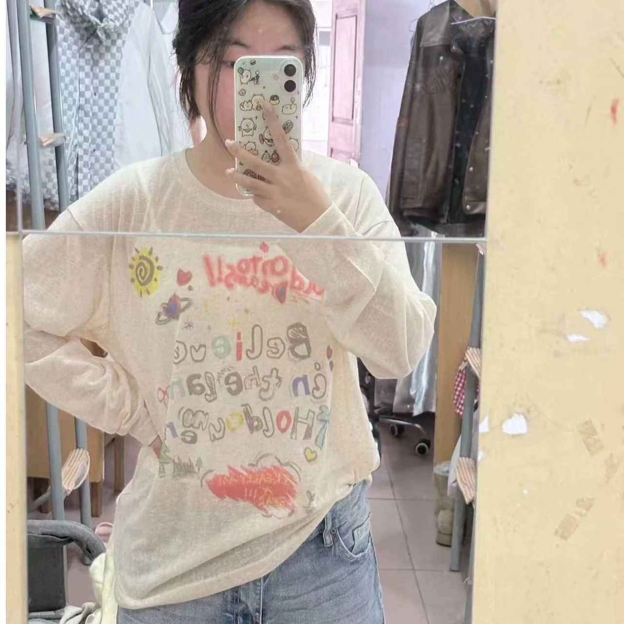High Quality Loose Long Sleeve Printed Thin Sun Protection Base Shirt Cover up Breathable Women's Top Summer 2026 Fashion