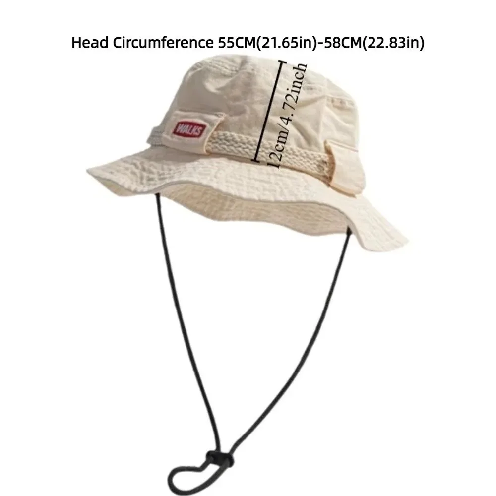 New Foldable Bucket Hat Breathable Drawstring Closure Fisherman Cap Lightweight UV Protection Sun Protection Hat