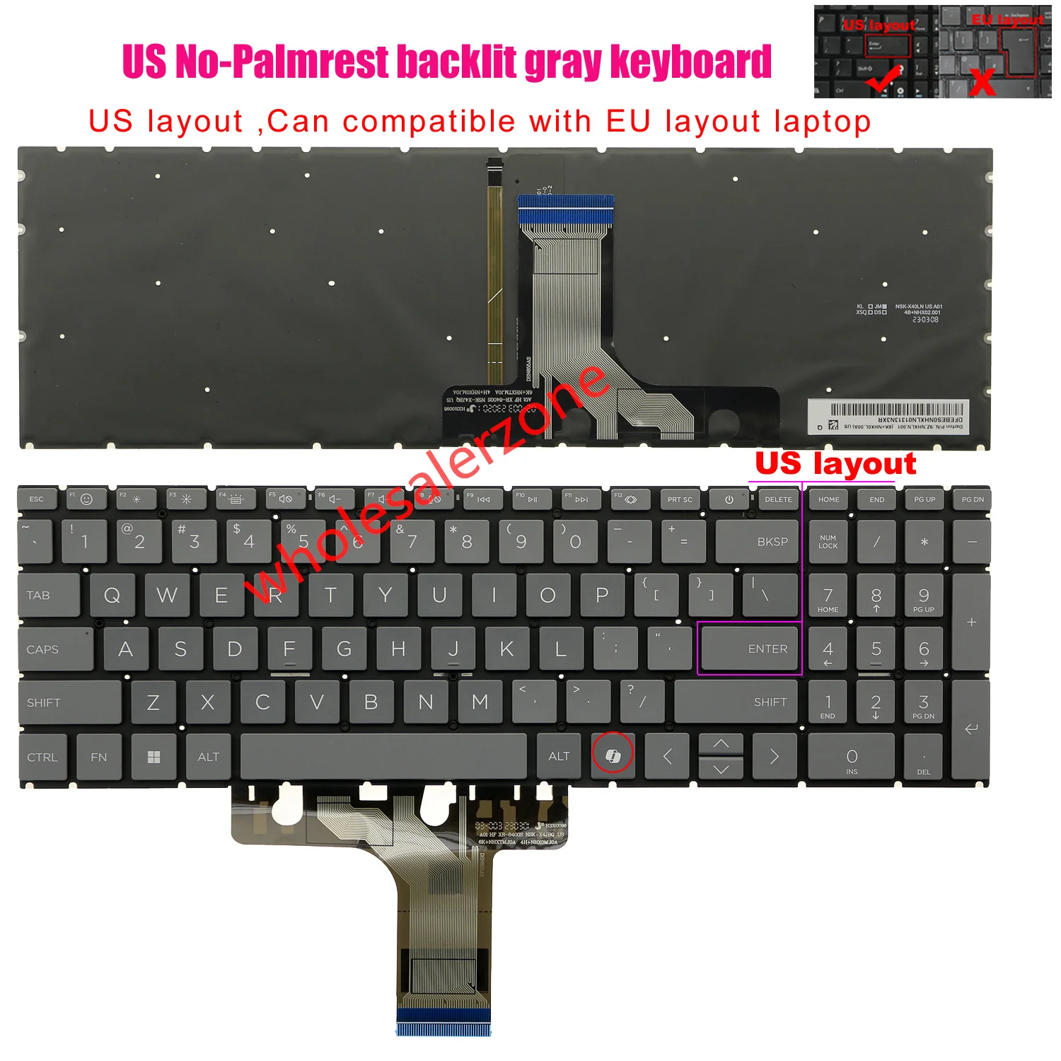 

US backlit Keyboard for HP OmniBook 5 laptop 16-AG** 16-ag0xxx 16-AF** 16-af0xx TPN-C177 TPN-C178 16-BA** Pavilion Plus 16-AB***