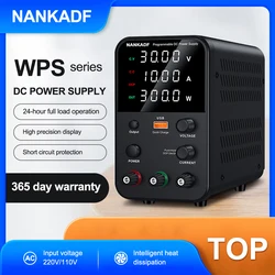 Adjustable DC Power Supply, 0-30V 0-10A with High Accuracy 4-Digit LED Display, 5V/2A USB Port, Encoder Adjustment WPS3010H