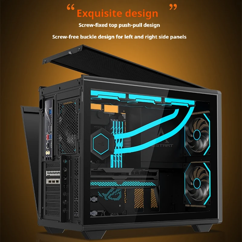 HESTART Star Track X Glass Side Transparent TYPE-C ATX Motherboard Supports 360/240 Water Cooled Desktop Computer PC gaming case