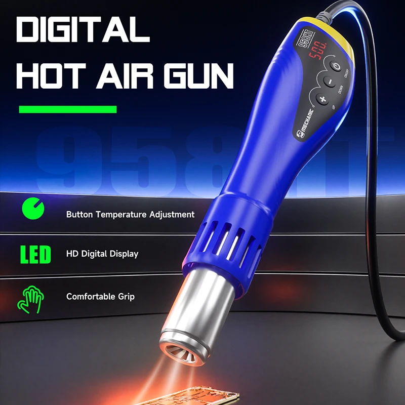 Mechanic Portable hot air soldering station 600W Adjustable temperature 100-500℃ Digital display Hot air gun for soldering tools