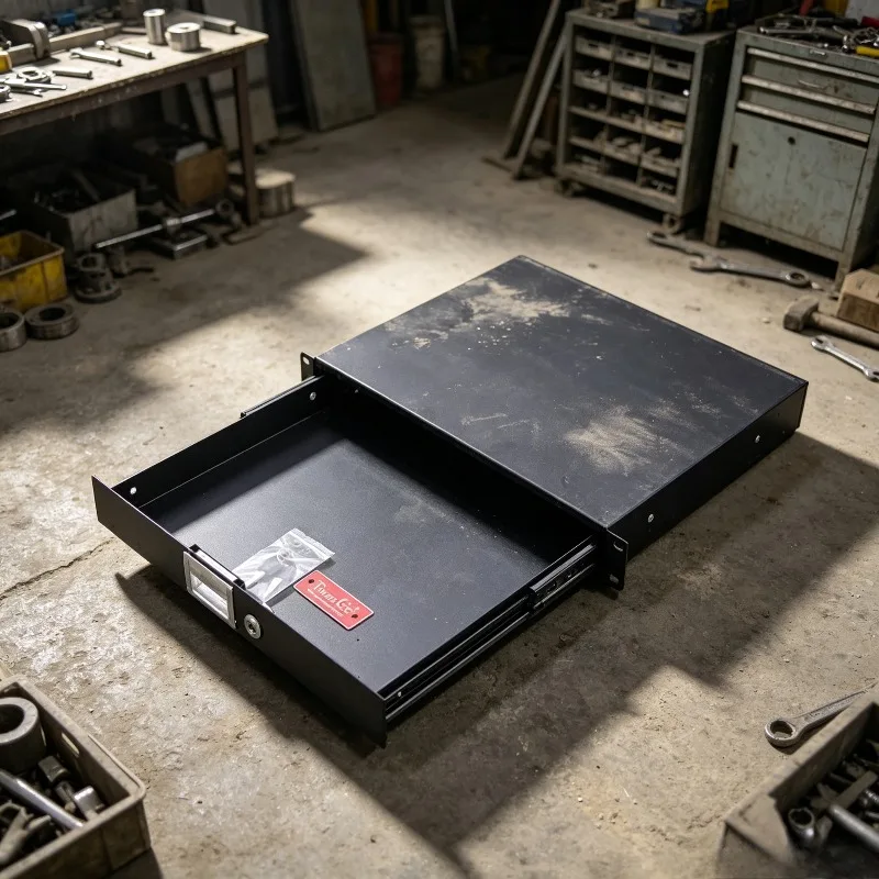 Sliding Rack Drawer Case 1U with 2 Slam Locks for Audio Racks