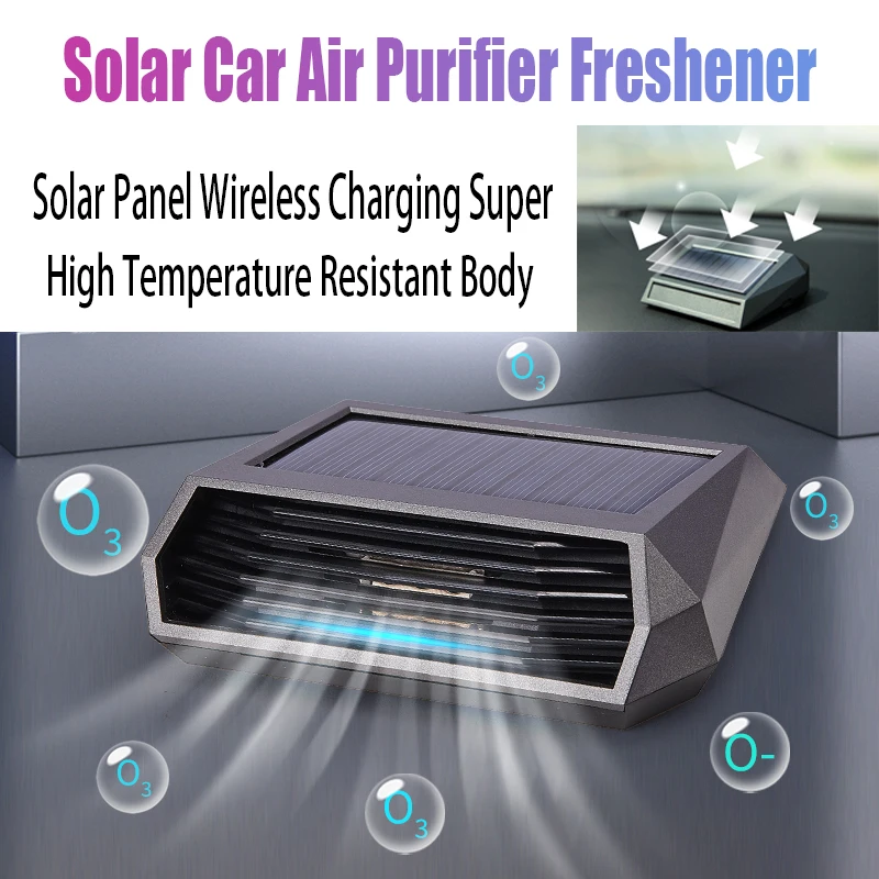 Solar Car Air Purifier Freshener Usb Rechargeable Oxygen Purifier Negative Ion Filter Pm2.5 Smoke Remover Car Accessories