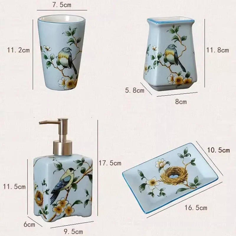 Bathroom accessories Bathroom Ceramic Wash Set Mouthwash cup Storage tray Toothbrush holder Soap dish Lotion bottle