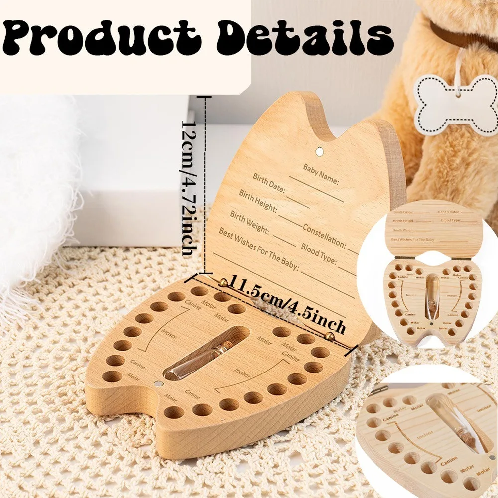 Caja de almacenamiento de dientes de bebé de madera personalizada, caja de dientes de leche de madera grabada, almacenamiento de primeros dientes, bandejas de hadas, regalo para niños
