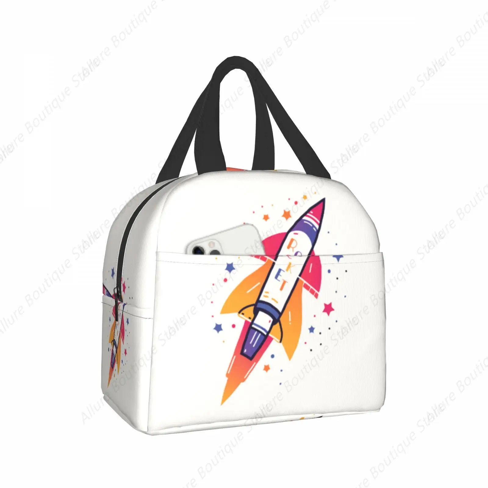 

Сумка-ракета для обеда, водонепроницаемая изолированная холщовая сумка-холодильник, термосумка для холодной еды, пикника, путешествий, сумка для женщин и детей