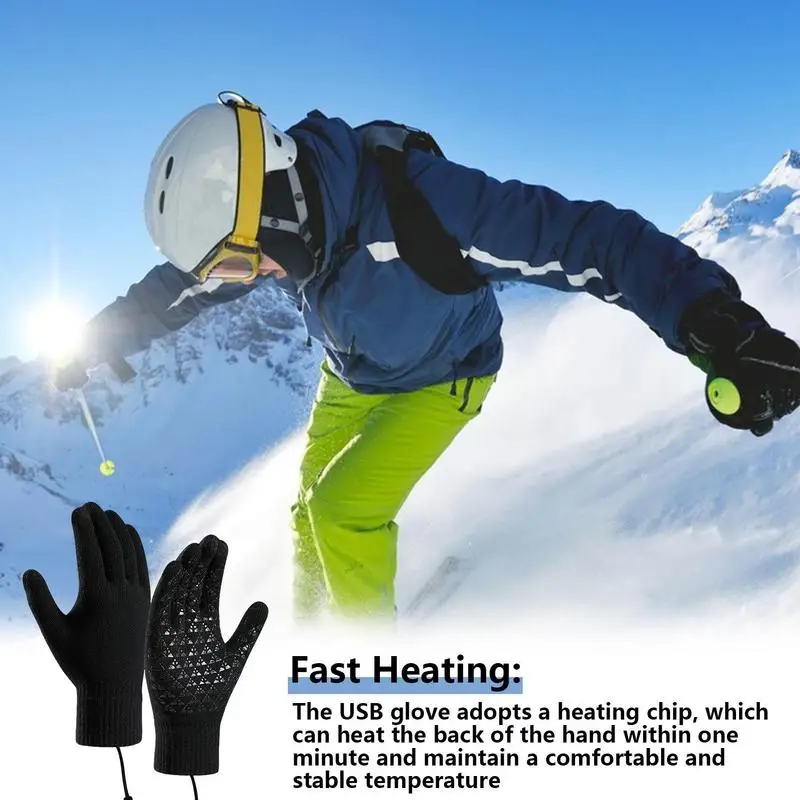 USB Heating Gloves Screen Touch Heating Gloves For Fishing Winter For Backpacking Mountaineering Riding Camping Outdoor