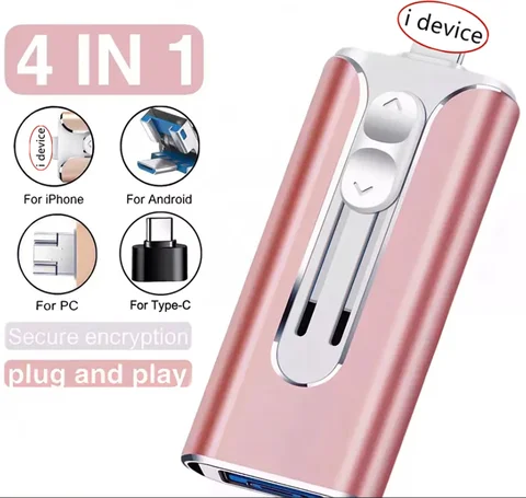 3.0 USB Flash Drive 512GB 256GB 128G pendrive For iPhone/ipad/IOS/Otg 4in1 Pen Drive For iOS External Storage Devices High speed