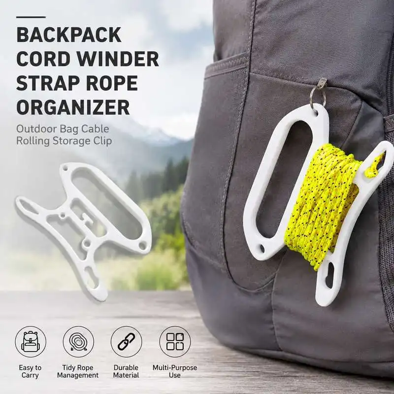 Backpack Cord Winder Strap Rope Organizer Outdoor Bag Cable Rolling Storage Clip