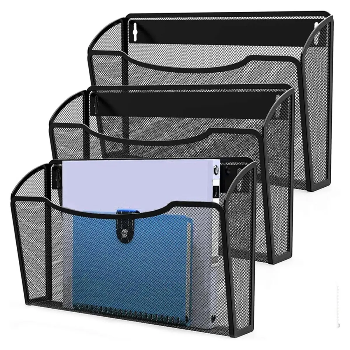2026 New Tool 3 Pack Wall File Organizer, Mesh Hanging Metal Vertical Wall Mounted File Holder for Office/Home